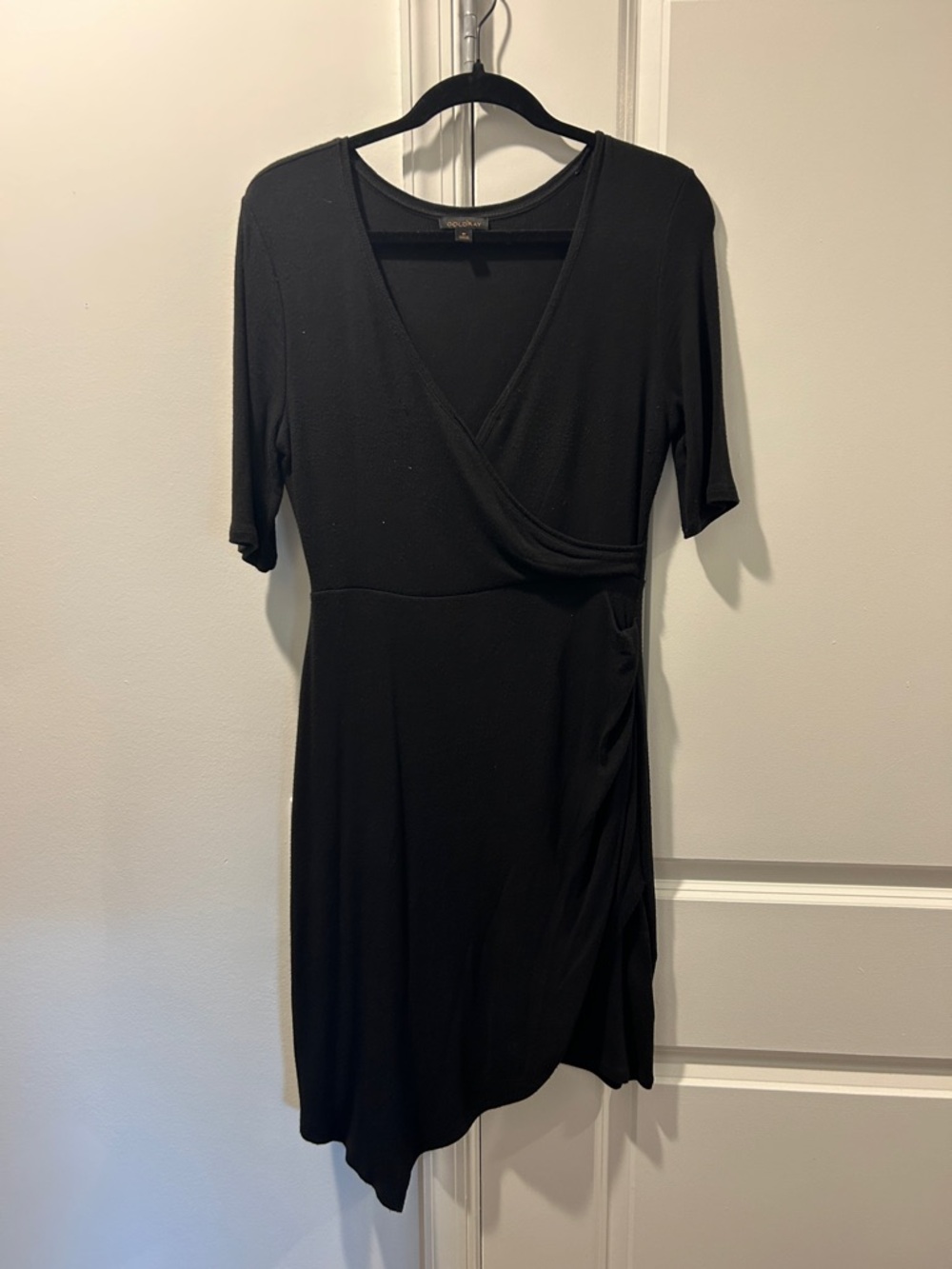 Black Asymmetrical Wrap-Front Dress